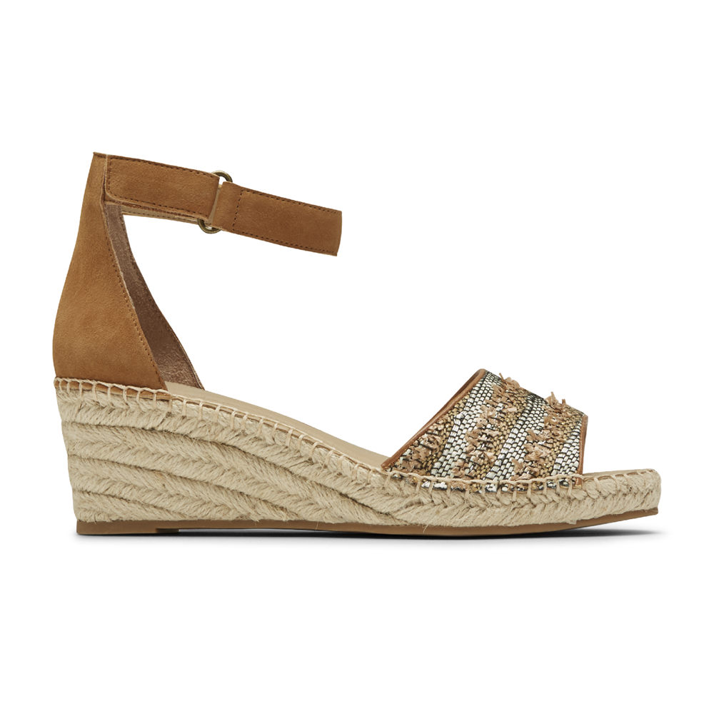 Rockport Sandaler Dame Khaki - Marah Woven Ankle Strap - XMIU69174